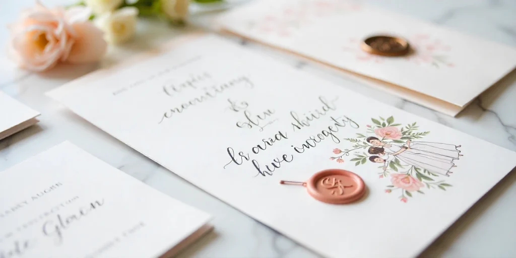 Personalised wedding invitations reflecting storytelling in weddings.