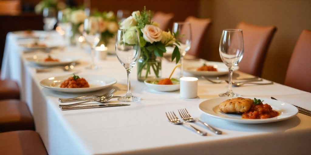 Wedding dining setup in Dubai showing storytelling through fusion cuisine.