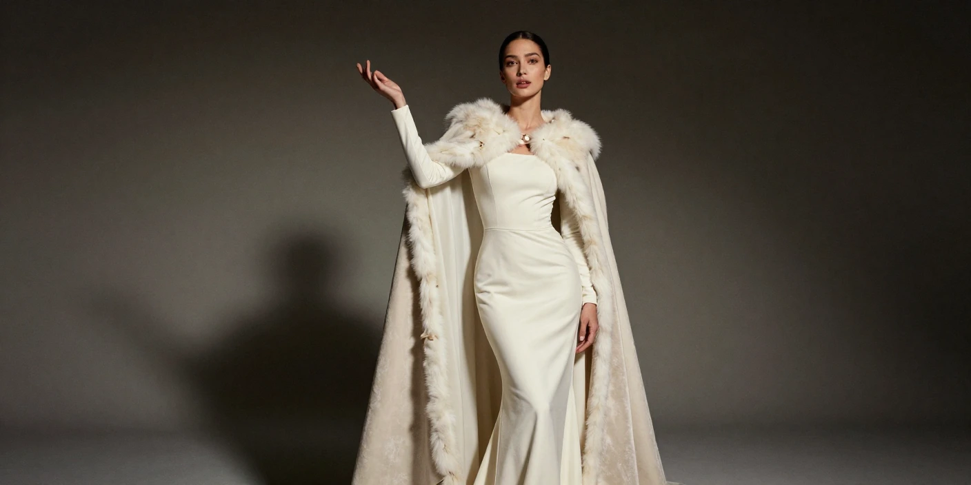 Bridal looks for January weddings in Dubai featuring long-sleeve lace gown
